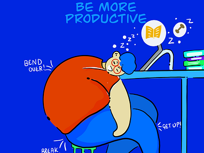 Day 16: be more productive. Sleeping is even being productive character covid design graphic designer illustration