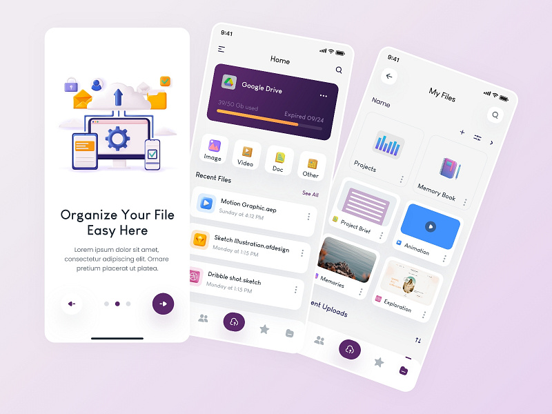 Trending Cloud Storage Mobile App UI Design by Mayur Panchal on Dribbble