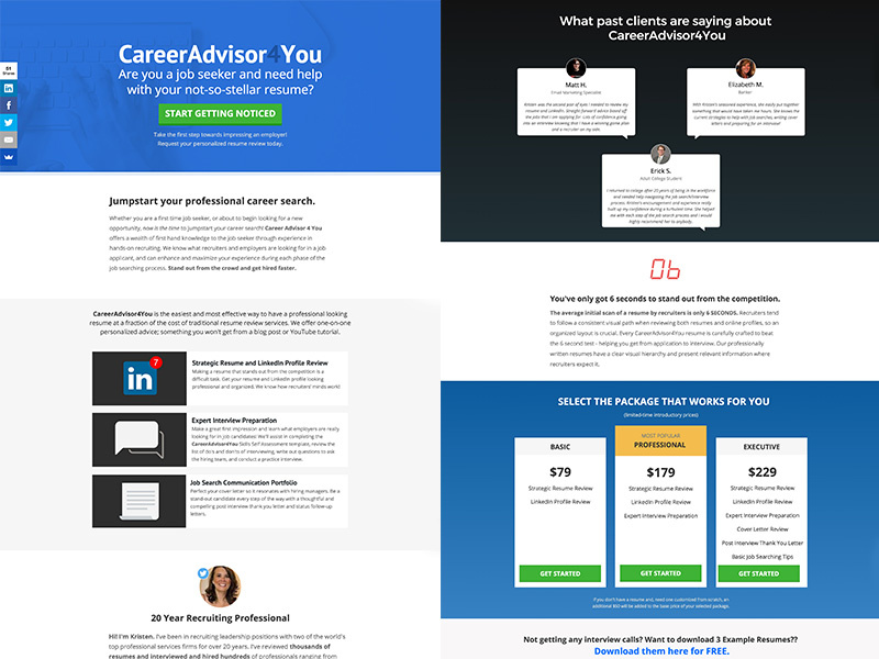CareerAdvisor4You Landing Page landing responsive flat