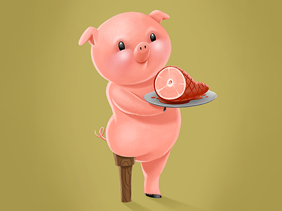 Do Whatever It Takes dinner ham illustration ipad peg leg pig piggie pork procreate vintage