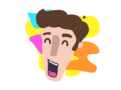 HA! face flat illustration laughing man vibrant