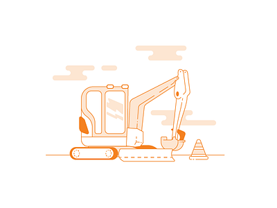 Excavator building construction excavator illustration machinery orange traffic cone