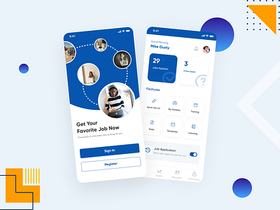 A mobile app design to help find dream jobs design dreamjob figmadesign homepage mobile ui mobileappdesign mobiledesign ui design welcomescreen