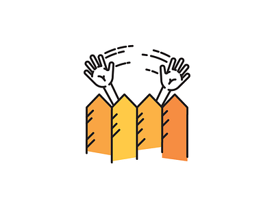 Wave All Your Fingers at Your Neighbor Day fence friendly illustration neighbor orange wave