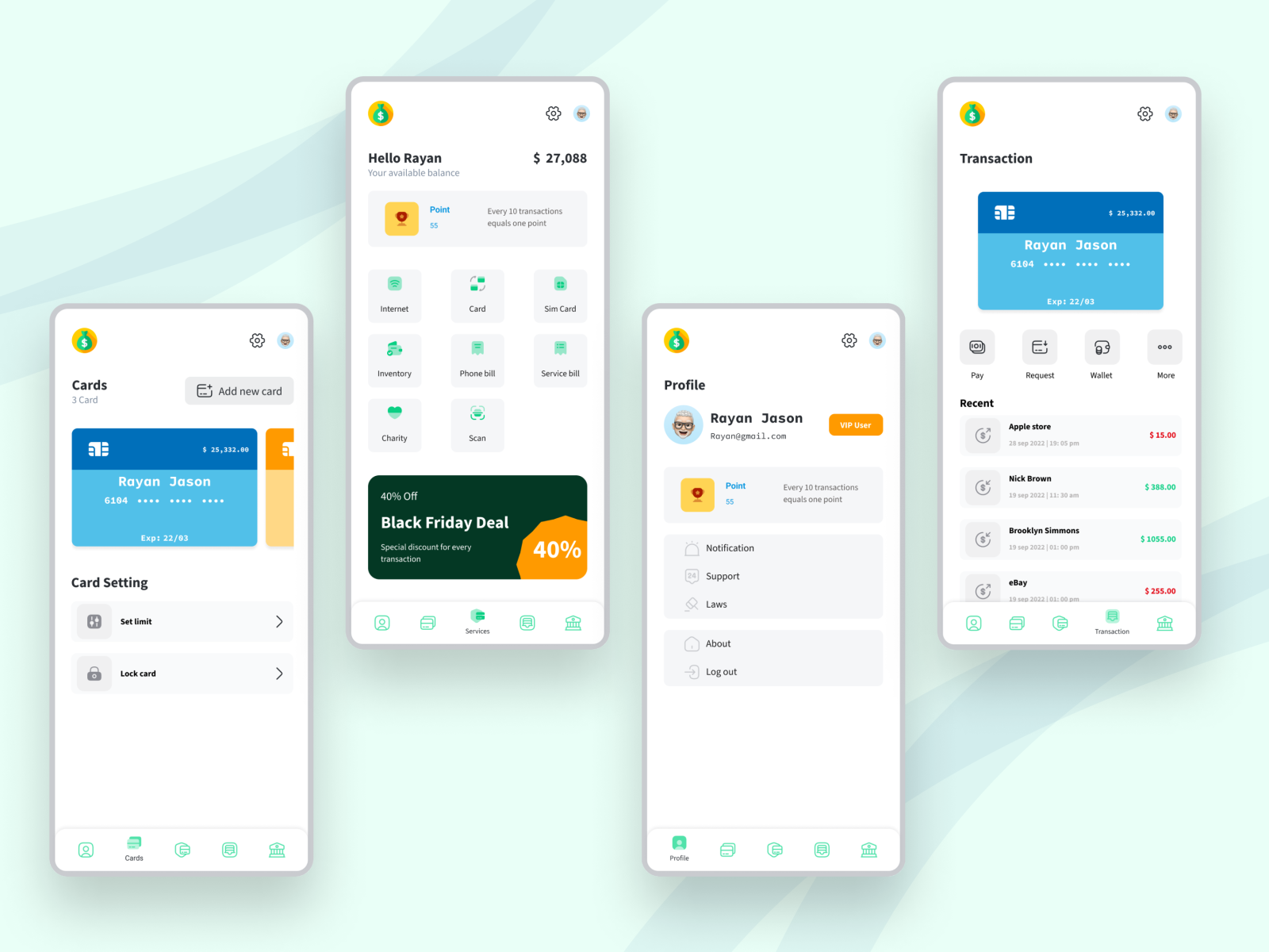 Finance app concept by jalal afshar on Dribbble