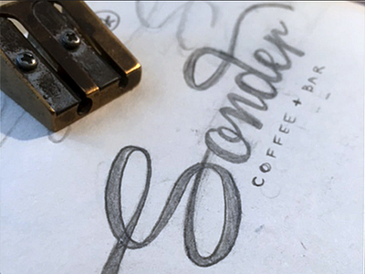 Sondering branding graphite illustration lettering logo pencil process sketch sketching sonder typography