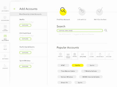 Finance UI app dashboard finance green grey iconography icons tabs ui web web design yellow