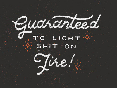 Guaranteed fire guarantee lettering light marketing matchbook stars type