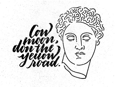 Low Moon black and white bon iver drawing face greek lettering line illustration lyrics script statue