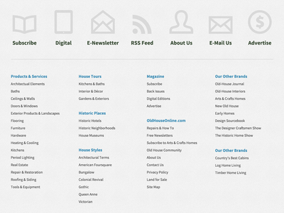OldHouseOnline — Footer footer icons interactive interface oho website