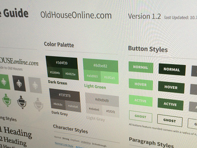 Old House Online — UI Style Guide button buttons color guide interface style styles type typography ui