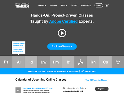 Rocky Mountain Training — Home Page Wireframes