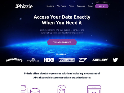Phizzle — Home Page Mockup blue desktop home iot purple tech ui user experience user interface ux website