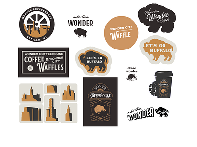 Coffeehouse Stickers bison branding buffalo coffee icon illustration logo new york product sticker