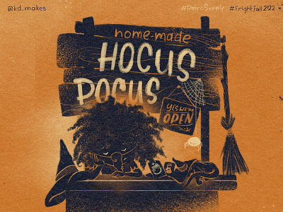 FF2022 | Day 2 - Hocus Pocus book broom cat children fall fright halloween hocus pocus illustration kid lit retro sad stand supply texture typography vector witch