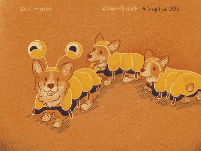 FF2022 | Day 9 - Centipede book children corgi costume cute dogs fall fright halloween illustration kid legs lit parade retro silly supply texture