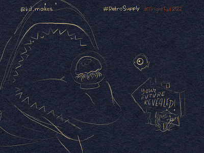 FF2022 | Day 10 - Fortune Teller Sketch fall fish fortune fright illustration jelly ocean sea shark texture