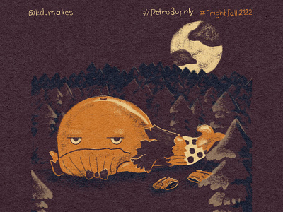 FF2022 | Day 13 - Curse annoyed curse dark fall fright halloween illustration night october retro silly supply texture were whale