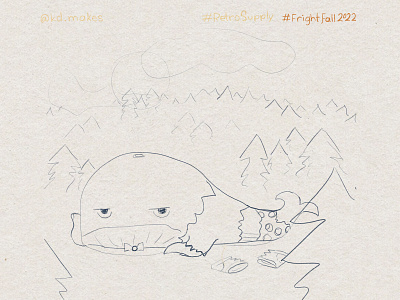 FF2022 | Day 13 - Curse Sketch curse halloween illustration silly sketch were werewolf whale