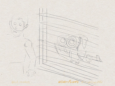 FF2022 | Day 29 - Creep Sketch binoculars bird blinds children creep cute illustration kid owl peer people scared silly sketch watching