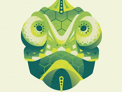 Geometric Chameleon Illustration (DKNG Skillshare Project) animal chameleon clean dkng geometric illustration illustrator shapes skillshare symmetrical texture vector