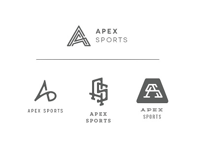 Apex Sports Logo Options apex brand identity linear logo monogram options sports