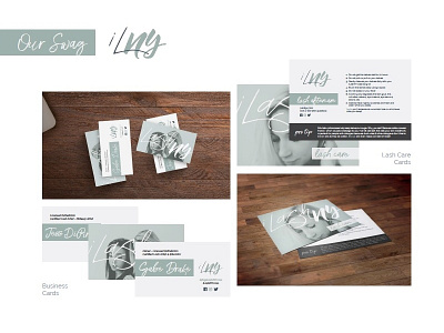 iLashNY Rebrand Collateral beauty brand business card drawn hand lash logo makeup ny post card rebrand type