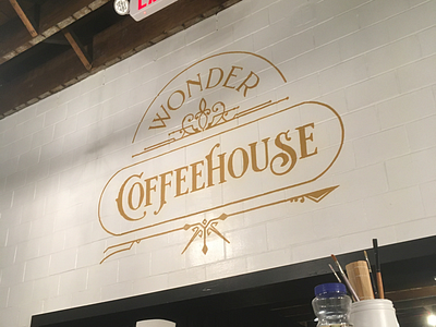 Wonder Coffeehouse Signpainting branding cafe coffee hand painted identity logo mural sign painting wonder