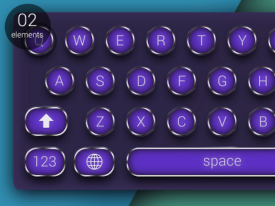 Day 002 / retro iOS keyboard 100ui elements flat keyboard purple