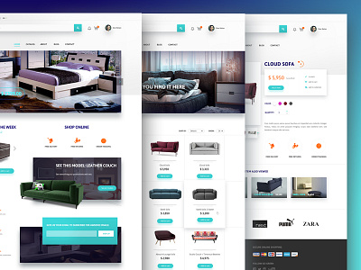 Ecommerce Template blue concept ecommerce flat store website