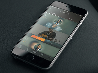 Music app concept application artist modern music orange