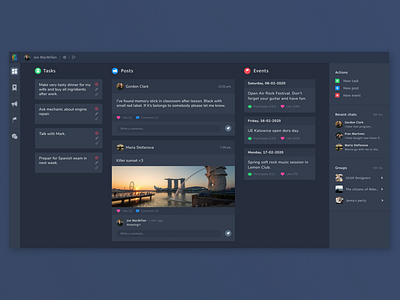 Dashboard for students administration dark dashboad events post statistic table todo ui web design