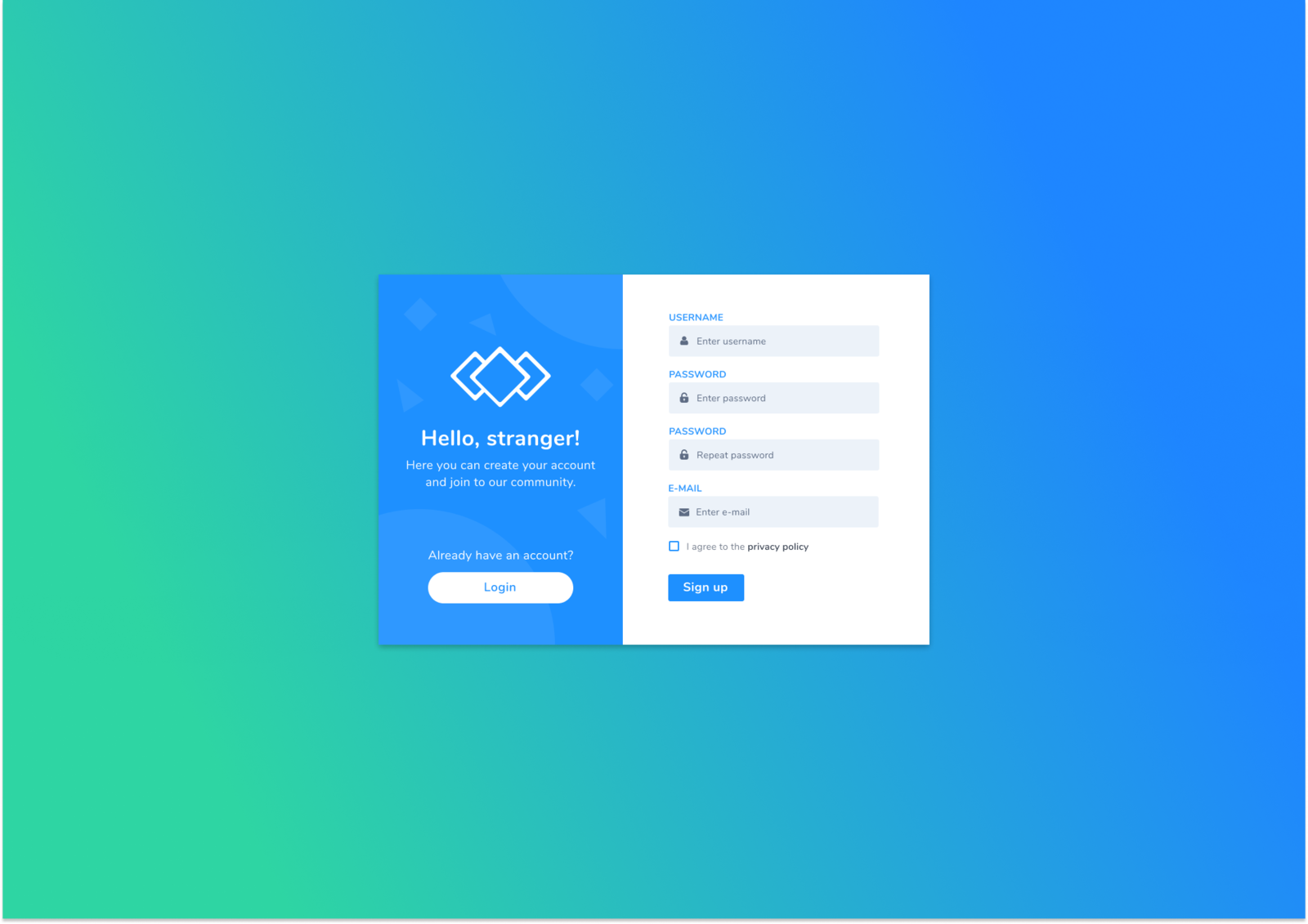 Sign up form by Michał Roj on Dribbble