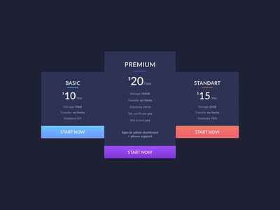 Pricing plan dark dark pricing pricing plan pricing table web design