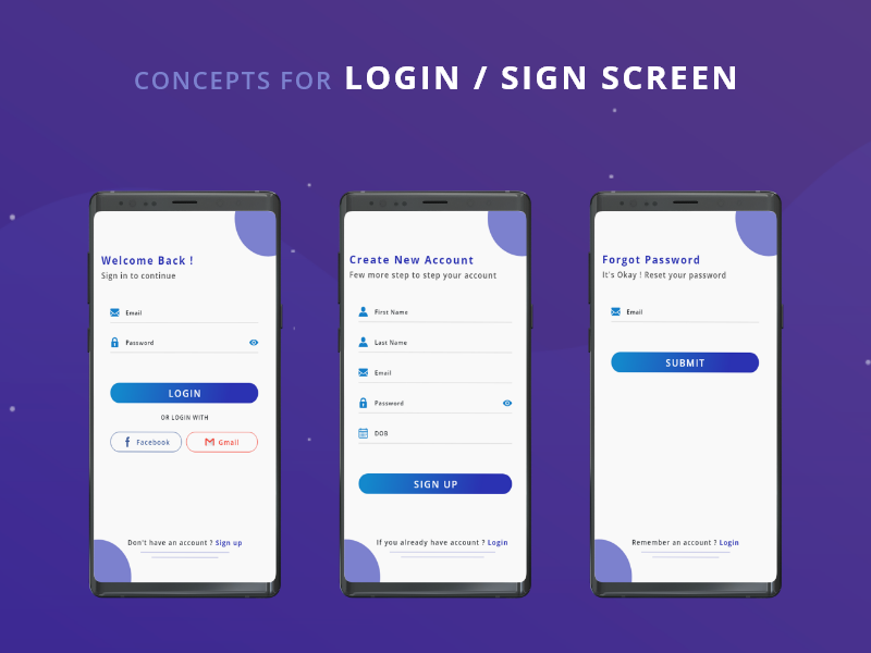 Login And Sign up Screen by Sunil Solanki on Dribbble