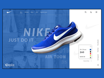 Nike Shoe Landing Page | Web Design | E commerce | Shop abstract background branding branding design creative design desing fashion footwear graphic design illustration mockup nike photoshop poster design shoes sneaker sport template design web design website