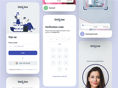 UniLine Sign up & Verification concept dailyui design mobile signup ui verification