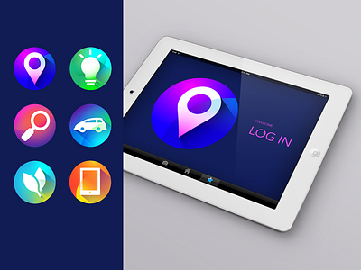 Icons with Glow icons illustration vector