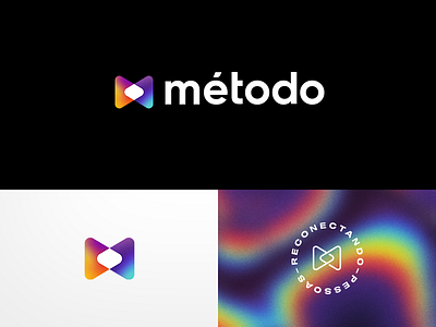 Método Logo Design badge brand branding design gradient identity iridescence iridescent logo rainbow