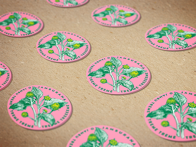 Jamburana Sticker badge elipse label pink plant sticker