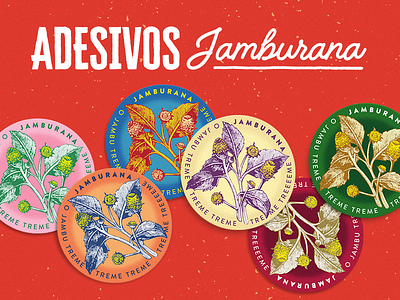 Jamburana Stickers badge branding brazil circle colors design identity jambu label sticker stickers