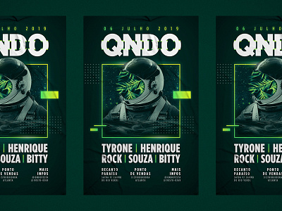 QNDO Party a4 size design festival flyer green party poster