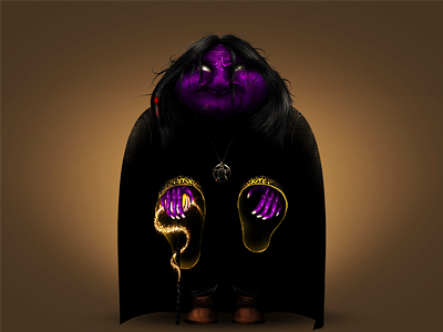 Purple witch character design digital painting witch