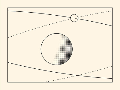 Non-linear orbit astro geometry illustration monochrome moon physics planet raster vector