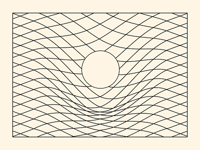 Frame-dragging geometry illustration linear monochrome physics vector