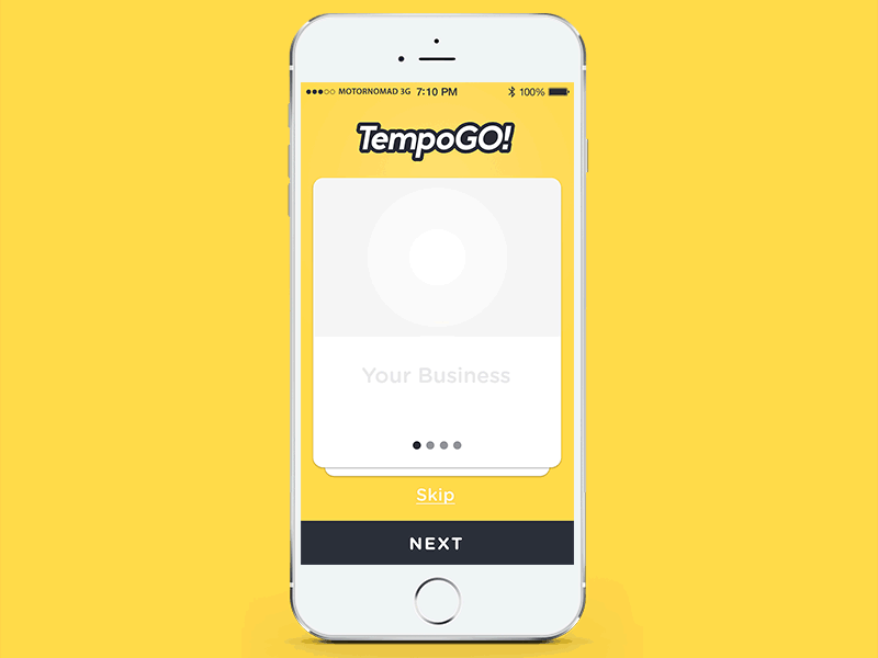 Onboarding Animation For TempoGo! after effects animation chat driver iphone6 location map onboarding screen support yellow