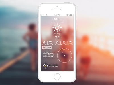 Small concept for a weather app bali days iconography iphone photoshop summer tropical uiux weather weather app week