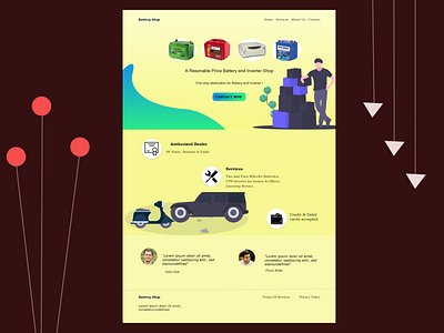 Battery Shop Website Design branding design illustration ui ux web website design