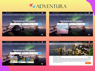 Adventura - Travel Website adobe xd branding design travelwebsite ui ux web webdesign xddailychallenge