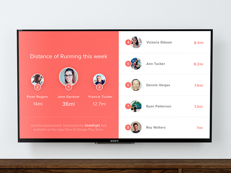 Nudge Leaderboard for TVs fitness ux ui leaderboard